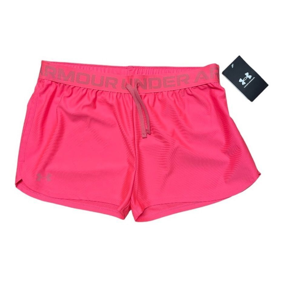 Under Armour girls' ua play up shorts pink size youth XL new